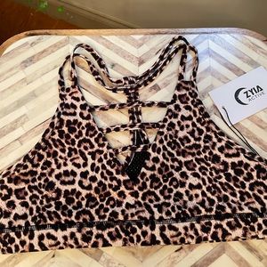 ZYIA Active, Leopard Grid Bra (L)